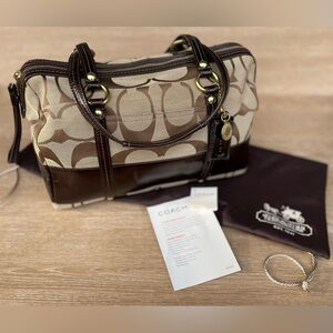 COACH Signature Stripe Small Duffel/ Shoulder bag
